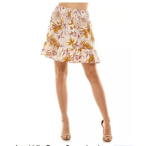 June & Hudson Floral on Cream Smocked Waist Mini Skirt Jr. Medium NWT (4199)